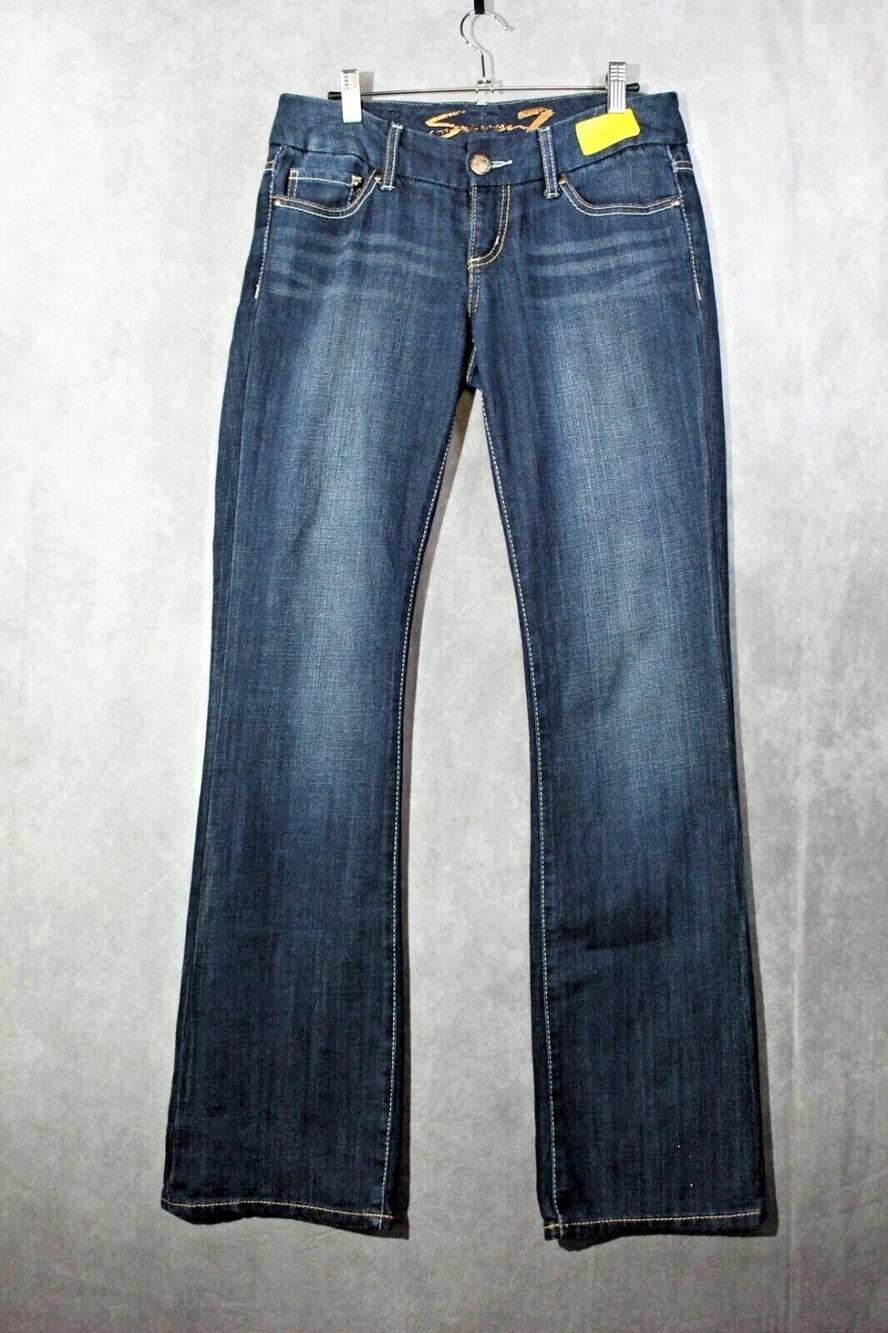 Seven7 Bootcut Jeans Womens 14 Blue Wash Mid Rise Embroidered Studded 31x31.5